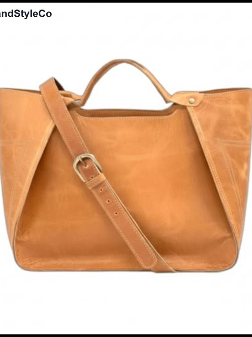 Genuine Leather Structured Work Travel Tote Bag
